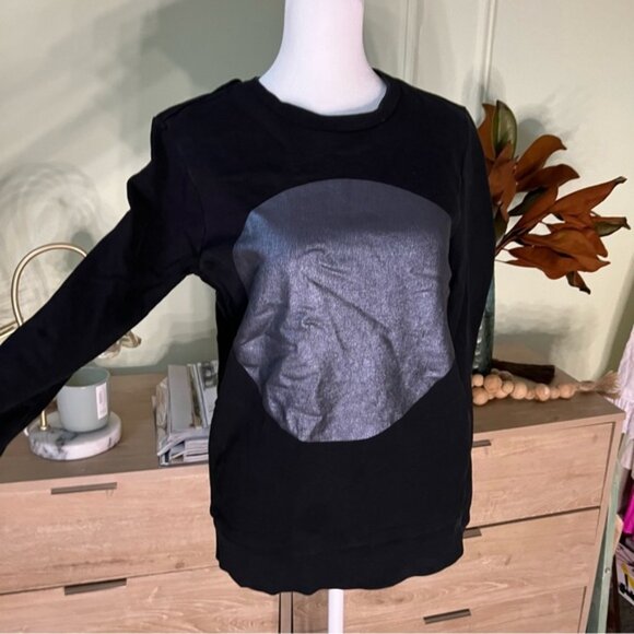 Vintage FOREVER21 Black & Metallic Silver Graphic Crewneck Sweater 100% Cotton S - Picture 5 of 16